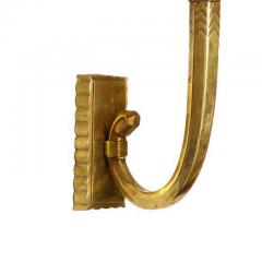 Art Deco Pair of Etched Glass and Bronze Cornucopia Sconces 1930s - 3233899
