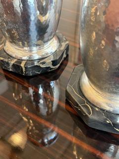 Art Deco Pair of Silver Plated and Portoro Marble Bases 1930 - 4737441