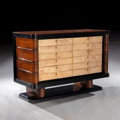 Art Deco Palisander Commode of Unusual Form With Parchment Covered Drawers - 4557694