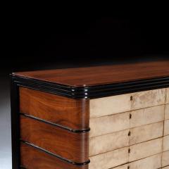 Art Deco Palisander Commode of Unusual Form With Parchment Covered Drawers - 4557697