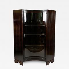 Art Deco Palisander Display Cabinet With Curved Glass Panel France ca 1930 - 3391148