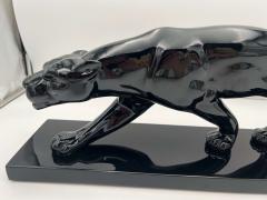 Art Deco Panther Sculpture Black Lacquer Ceramic France circa 1930 - 2615512