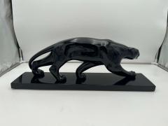 Art Deco Panther Sculpture Black Lacquer Ceramic France circa 1930 - 2615514