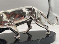 Art Deco Panther Sculpture Silver Plated France circa 1930 - 3567649