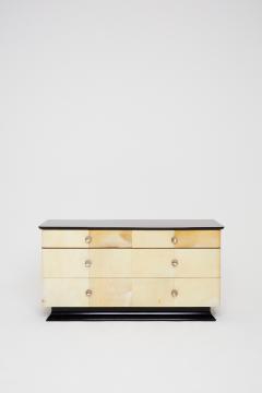 Art Deco Parchment and Ebonized Double Chest of Drawers - 1703508