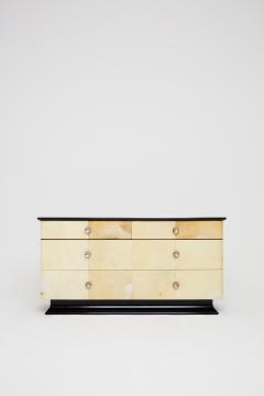 Art Deco Parchment and Ebonized Double Chest of Drawers - 1703509