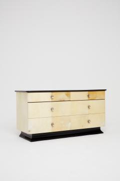 Art Deco Parchment and Ebonized Double Chest of Drawers - 1703513