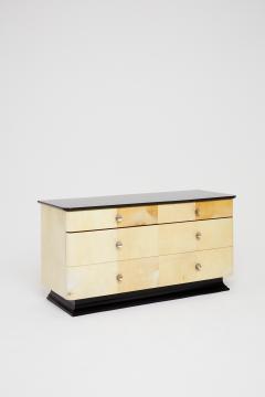 Art Deco Parchment and Ebonized Double Chest of Drawers - 1703515