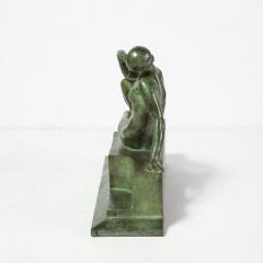 Art Deco Patinated Figurative Bronze Sculpture Signed Marguerite Anne de Blonay - 1949939
