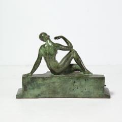 Art Deco Patinated Figurative Bronze Sculpture Signed Marguerite Anne de Blonay - 1949942