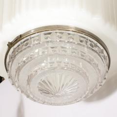 Art Deco Pendant Chandelier in Milk Glass w Oil Rubbed Bronze Nickel Fittings - 3703233