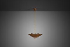 Art Deco Pendant Lamp with Wooden Shade Europe ca 1930s - 4746957