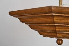 Art Deco Pendant Lamp with Wooden Shade Europe ca 1930s - 4747513