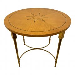 Art Deco Period Round Sycamore Table Bronze Legs France circa 1930  - 3709893