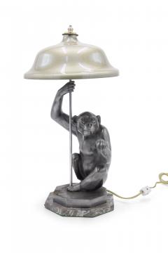 Art Deco Pewter Monkey Table Lamps - 1377503