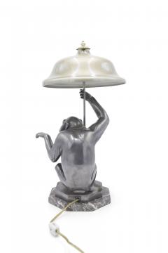 Art Deco Pewter Monkey Table Lamps - 1377505