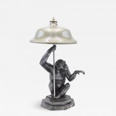 Art Deco Pewter Monkey Table Lamps - 1382262