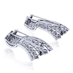 Art Deco Platinum 1930s 15 00cttw Diamond Double Clip Brooch - 4549425