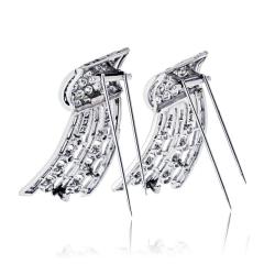 Art Deco Platinum 1930s 15 00cttw Diamond Double Clip Brooch - 4549426