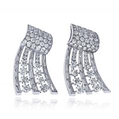 Art Deco Platinum 1930s 15 00cttw Diamond Double Clip Brooch - 4553379