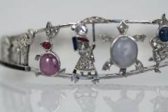 Art Deco Platinum Charms on Bracelet - 3455241