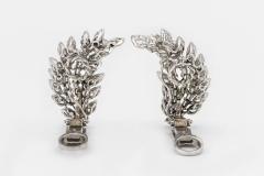 Art Deco Platinum Diamond 10 00cttw Leaf Earrings - 4438026