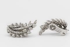 Art Deco Platinum Diamond 10 00cttw Leaf Earrings - 4438028