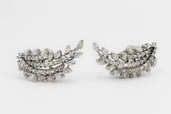 Art Deco Platinum Diamond 10 00cttw Leaf Earrings - 4438029