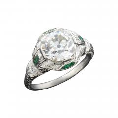 Art Deco Platinum Diamond Emerald Engagement Ring 2 36ctw Center - 2429603