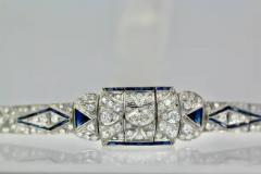 Art Deco Platinum Diamond Sapphire Bracelet - 3458902