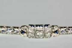 Art Deco Platinum Diamond Sapphire Bracelet - 3458948