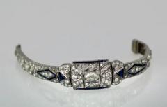 Art Deco Platinum Diamond Sapphire Bracelet - 3458964