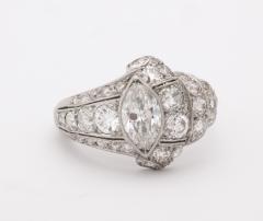 Art Deco Platinum Marquise Diamond Cocktail Ring - 645303