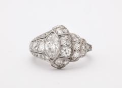 Art Deco Platinum Marquise Diamond Cocktail Ring - 645307