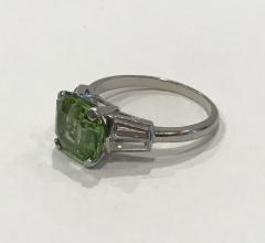 Art Deco Platinum Peridot Diamond Ring C 1920 - 1190465