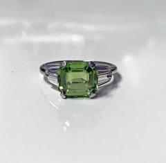 Art Deco Platinum Peridot Diamond Ring C 1920 - 1190466