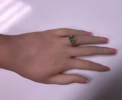 Art Deco Platinum Peridot Diamond Ring C 1920 - 1190468