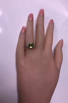 Art Deco Platinum Peridot Diamond Ring C 1920 - 1190469