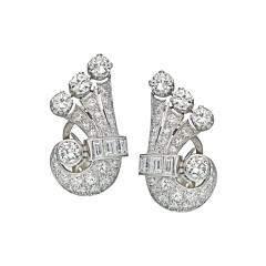 Art Deco Platinum Vintage Fan 4 00cttw Earrings - 3984990