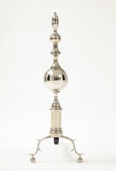 Art Deco Polished NIckel Spire Andirons - 2132382