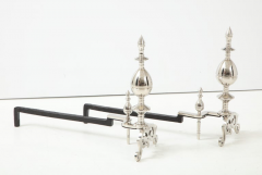 Art Deco Polished Nickel Spire Topped Andirons - 1108923