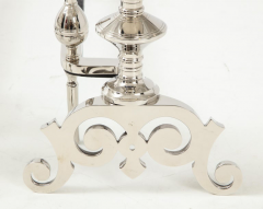 Art Deco Polished Nickel Spire Topped Andirons - 1108927
