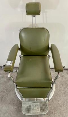 Art Deco Presidential Hydraulic Koken Barber Chair in Green Leather - 2882659