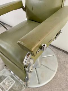 Art Deco Presidential Hydraulic Koken Barber Chair in Green Leather - 2882663