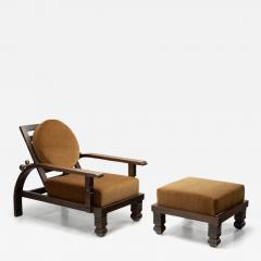 Art Deco Reclining Lounge Chair with Footstool Europe 1930s - 4401026