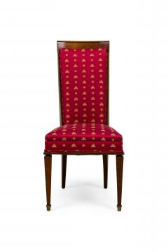 Art Deco Red Upholstered Seat and High Back Dining Chairs - 4664466
