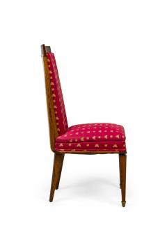 Art Deco Red Upholstered Seat and High Back Dining Chairs - 4664470