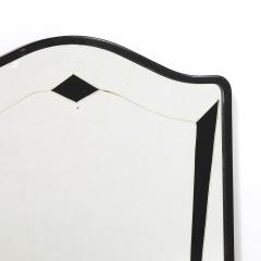 Art Deco Reversed Eglomise Geometric Etched Mirror with Black Lacquer Detailing - 4403364