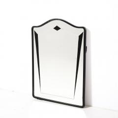 Art Deco Reversed Eglomise Geometric Etched Mirror with Black Lacquer Detailing - 4403371