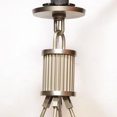 Art Deco Revival Four Arm Brushed Nickel Frosted Glass Chandelier - 2365759